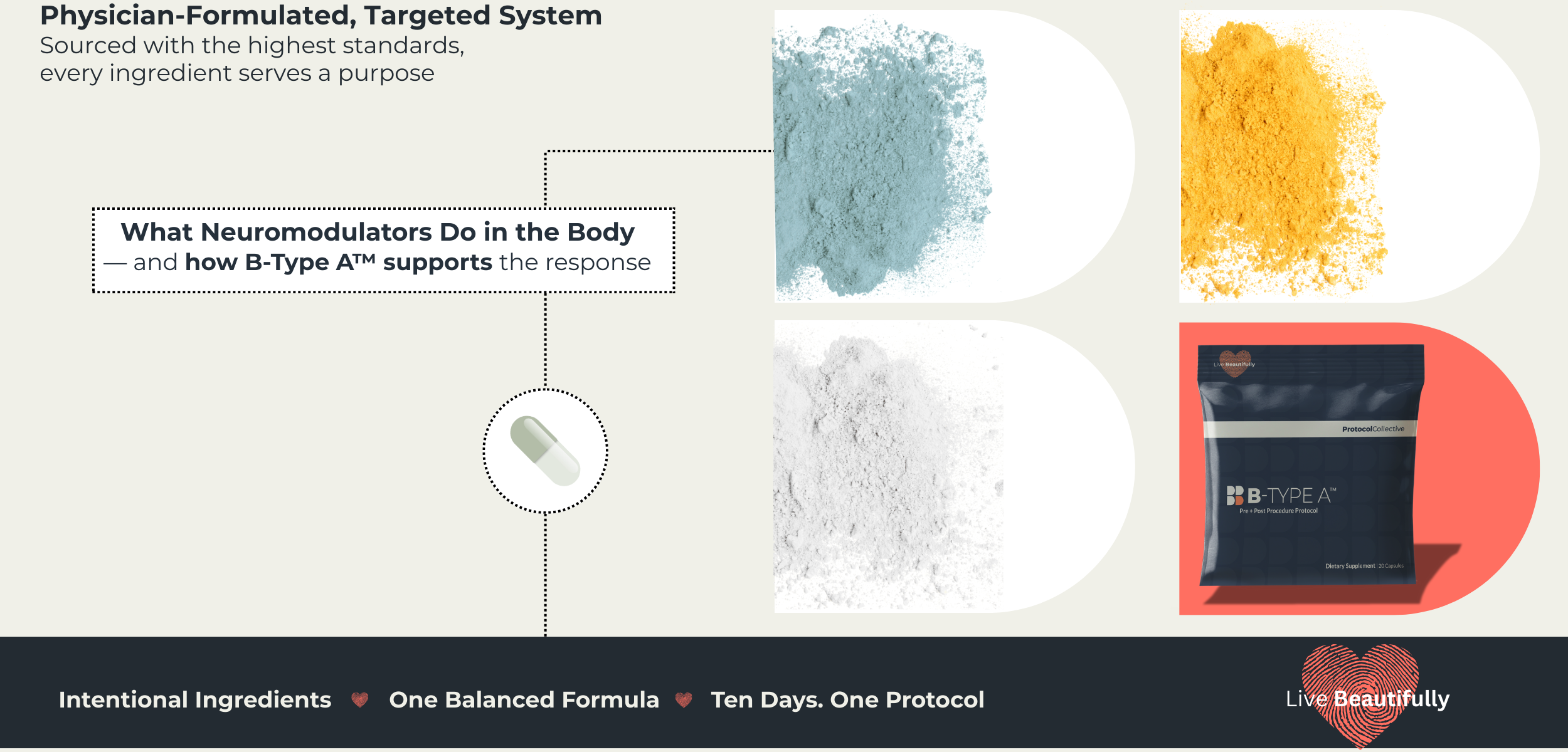 Explanation of how neuromodulators work in the body and how B-Type A supports the response. Physician-formulated, targeted system.